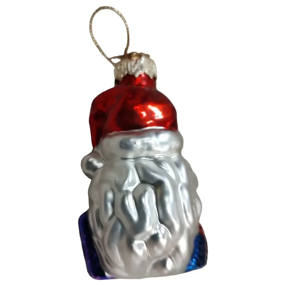 Jolly Santa Claus Bearded Presents Christmas Ornament Blown Glass Thomas Pacconi